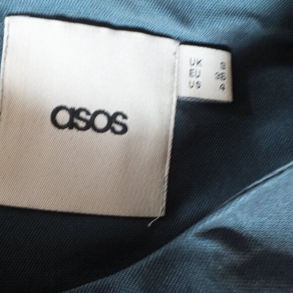 ASOS TEAL Shiny Taffeta Peplum Sleeveless Tank S - Picture 6 of 6